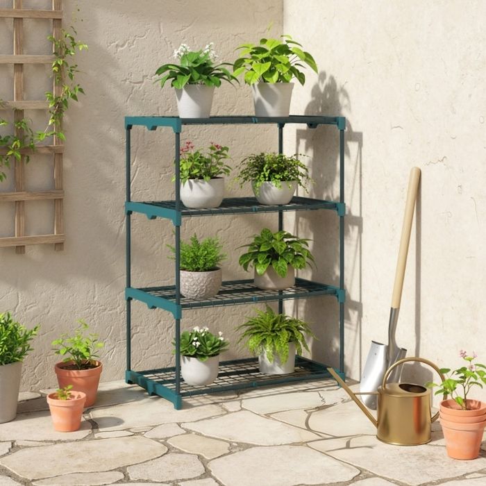 Porte-plantes 4 niveaux - Vert foncé - 67 x 49 x 105 cm - Résistant à la rouille