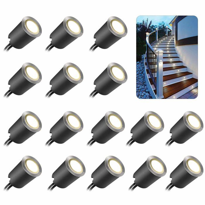 Spot LED encastrable extérieur IP67 étanche 32 mm 0 6 W 12 V blanc neutre 4500 K acier inox 304 - lot 16 terrasse jardin