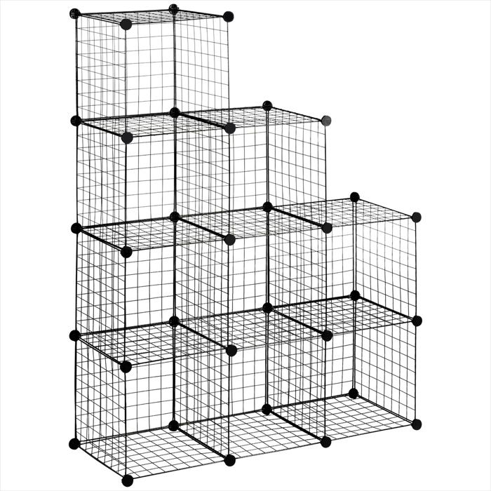 Étagère cube modulable en treillis métallique noir avec 9 compartiments - Noir Acier 35 x 35 x 35 cm Ref V2ZEKG