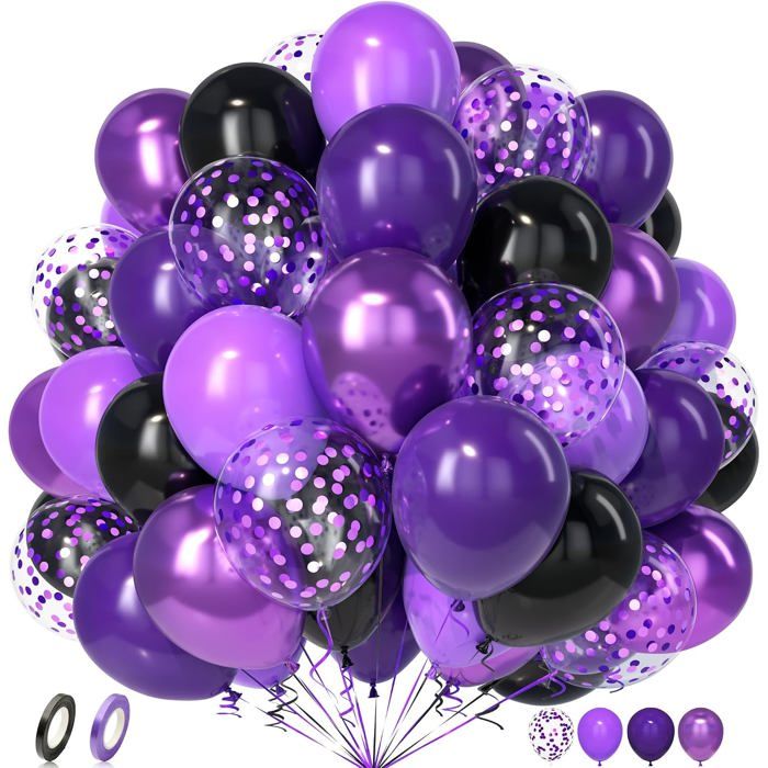 Ballon Noir Et Violet 50 Pcs Ballons Anniversaire Pour Deco Anniversaire[AT28]