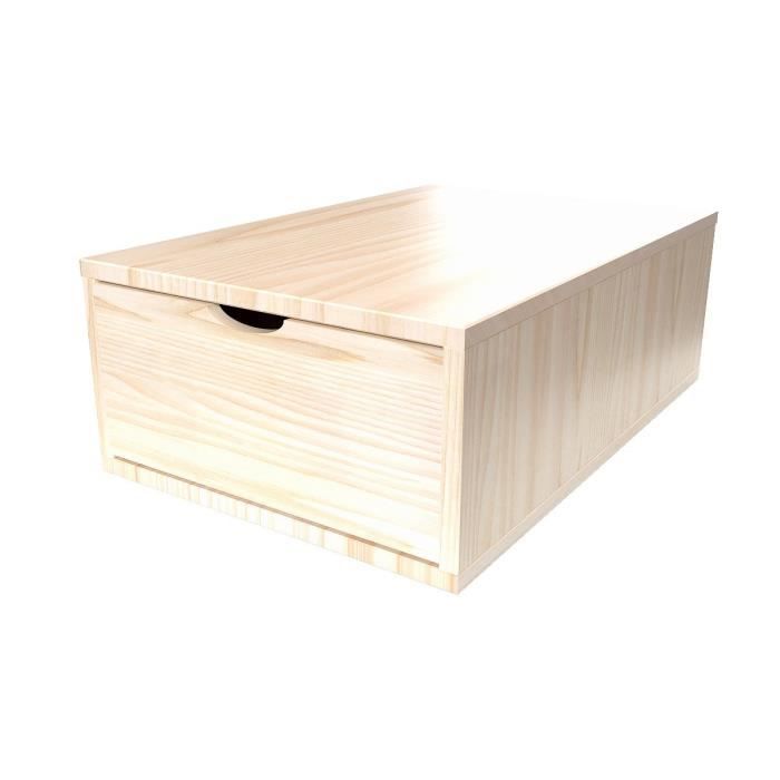 cube de rangement profondeur 75 cm + tiroir bois - couleur - vernis naturel