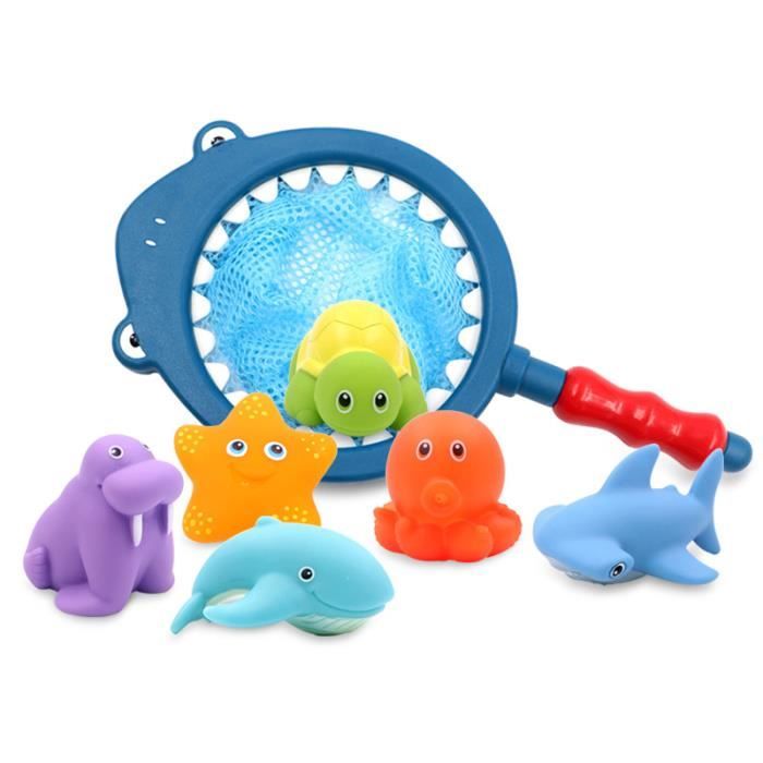 7 Pcs Jouet De Bain Bebe Enfant Tout Petit Jouets Douche Filet De Peche Animaux Flottants Jouets Squirt Pour Baignoire Piscine Cdiscount Puericulture Eveil Bebe