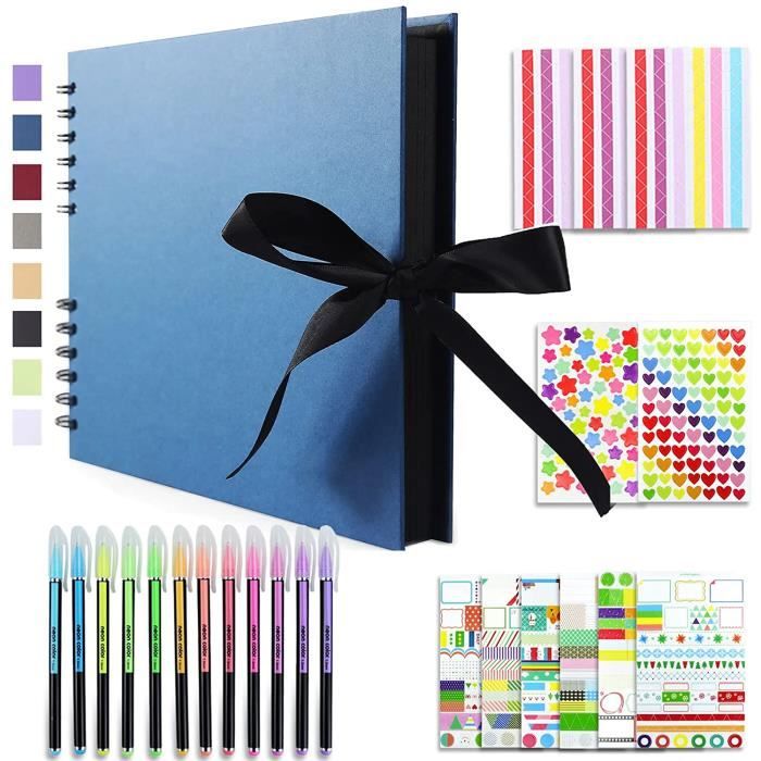 Album Photo Scrapbooking DIY 20x30cm - 40 Pages Noires - Cadeau Mémoire Pour Mariage, Bébé Ou Anniversaire