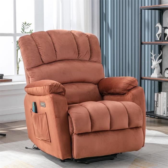 Fauteuil Relax Électrique Rehausseur - Inclinable Avec Télécommande - Tissu Flora Mango - 150 Kg Max - Made In Italy - 2