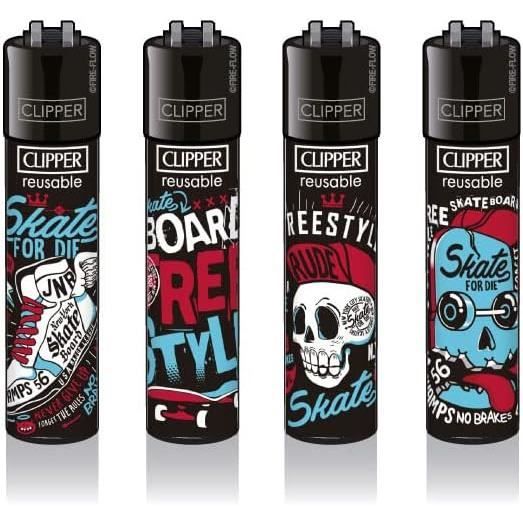 Lot De 4 Briquets à Pierre Rechargeables CLIPPER Décorés
