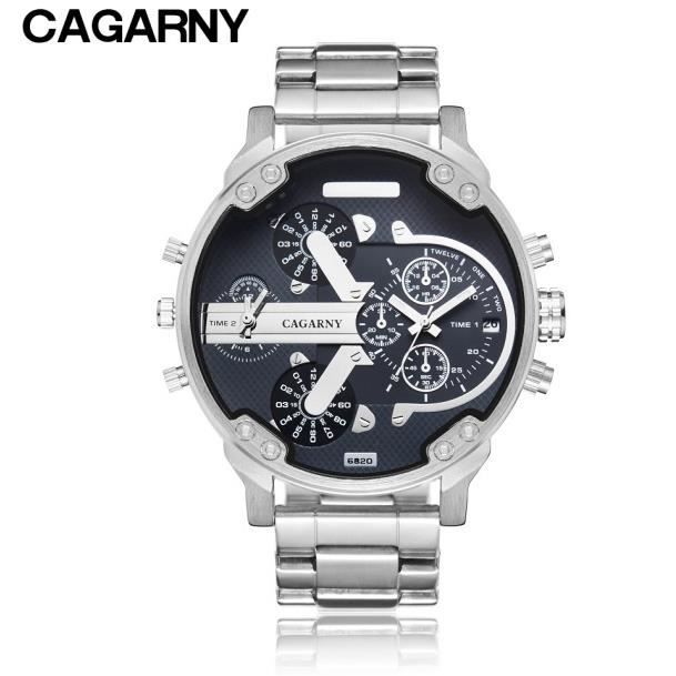 Montre Cagarny Montre quartz en acier dor pour homme montre