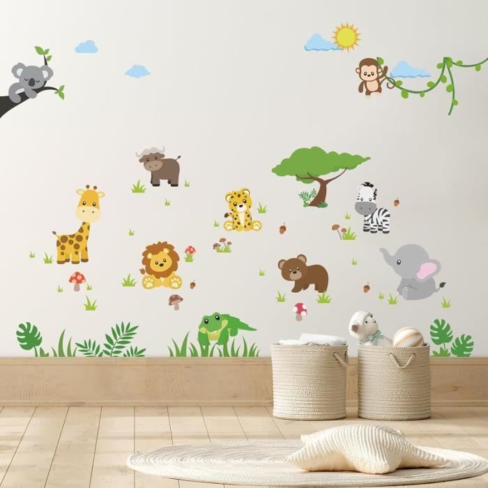 Tanlaby Animaux De La Jungle Autocollant Mural Cirque Animaux