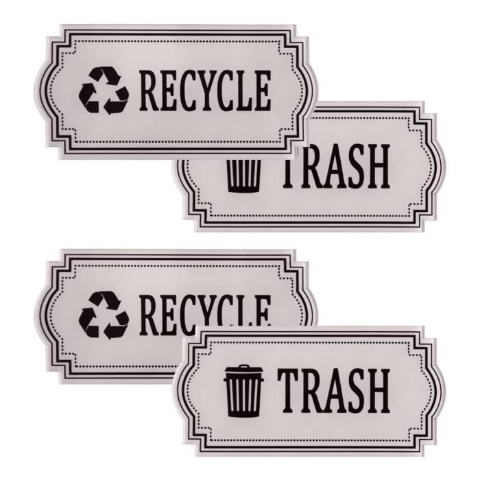 Autocollants De Tri Poubelle PVC - Lot De 3 - Pour Recyclage Et Déchets - 12,8 X 12,8 Cm