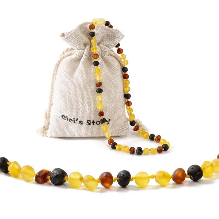 Grand Collier En Ambre De La Baltique - Mélange De 3 Couleurs, Perles Naturelles, Occasion