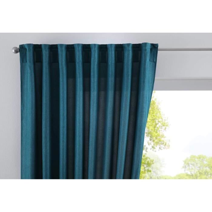 Rideau à Passants Cachés JENA Blanc 225x140 Cm - Aspect Lin Chiné, Translucide, 100% Polyester, Lavable 40°C