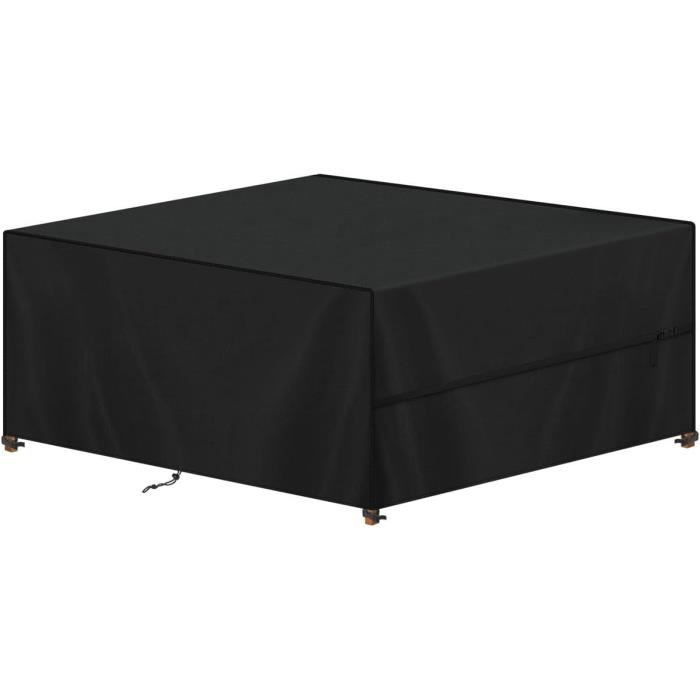 Housse De Protection Table De Jardin 135x75x115cm - Bâche Imperméable Oxford 420D Anti-UV, Coupe-Vent, Noire/Argent