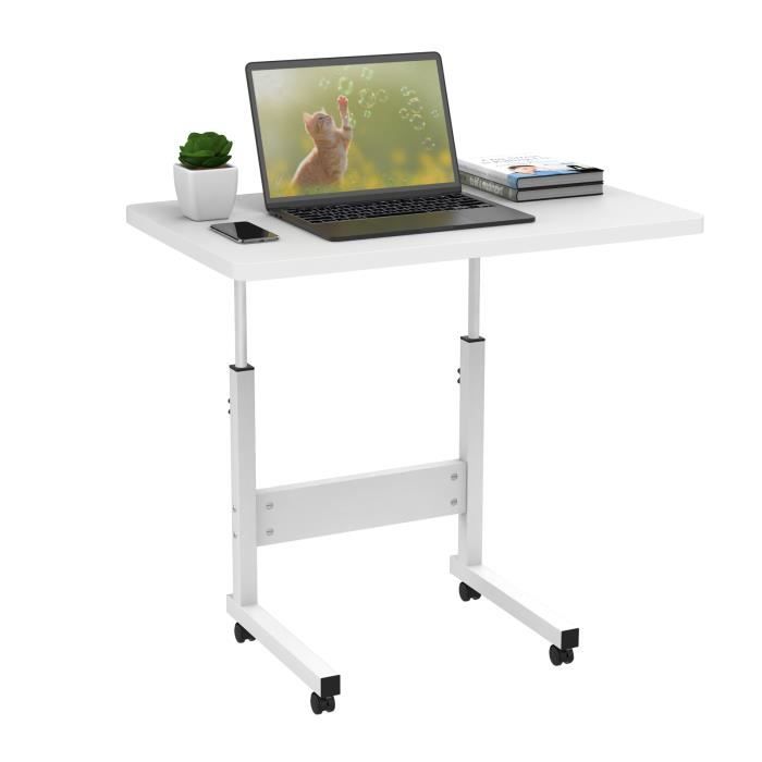 Bureau Debout Mobile LANTUS - Réglable En Hauteur, 4 Roulettes, 60x34.5cm