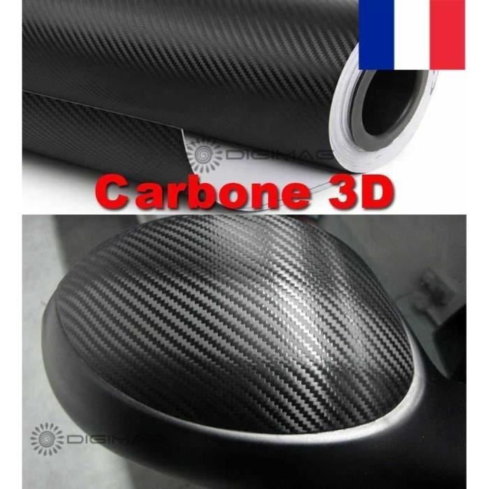 Film Vinyle 3D Carbone Thermoformable Sticker Adhesif Autocollant 152X50 CM Noir