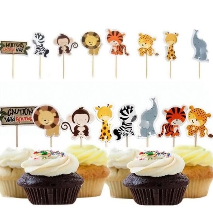 Gateau Topper 24 Pcs Safari Jungle Animal Cupcake Toppers Picks Fete D Anniversaire Decoration Gateau Topper Achat Vente Figurine Decor Gateau Soldes Cdiscount