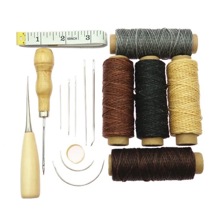 Main Repair Kit 7pcs coudre Incurvé Aiguilles & Colorés Fil pour Jeans en cuir