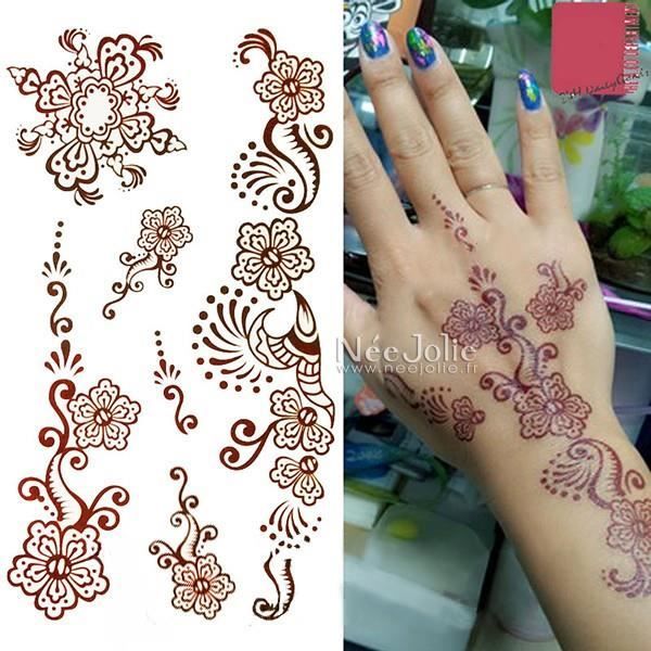 Tatouages Pétales Fleurs Arabesques Stickers Ephémères