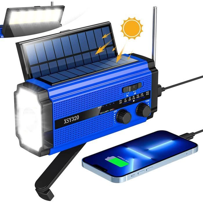 Radio D'urgence DAB+/FM 12000 MAh Avec Panneau Solaire Et Manivelle - Bluetooth, Lampe Torche, Charge USB | Radio Survivaliste Camping