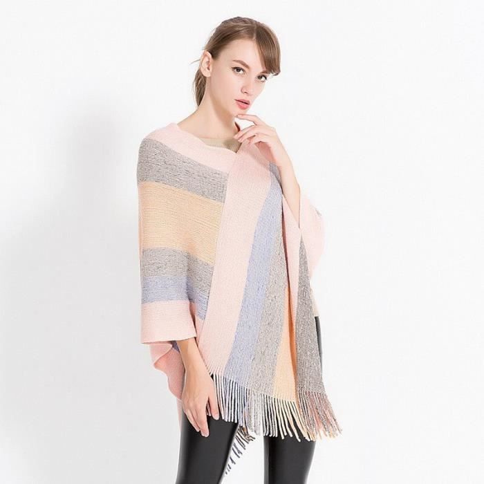 2019 automne hiver femme tricot Poncho Cape mode gland cachemire garder au chaud Ponchos et Capes grande taille femme Cape 1AFCB2D