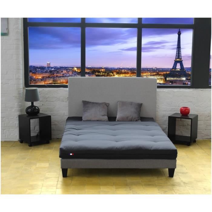 Matelas Futon Latex Couleur Gris Anthracite, Dimensions 140 x 190