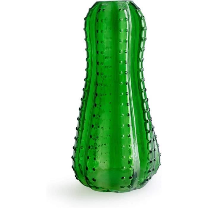 Vase Atacama, Verre, Color Vert, Cactus en Forme, 27x14x14 cm. [597