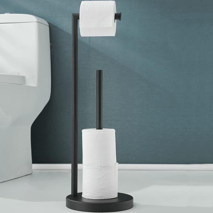 Support Papier Toilette Sur Pied Avec Base Lestée - Porte 5 Rouleaux - Nickel - Sans Perçage