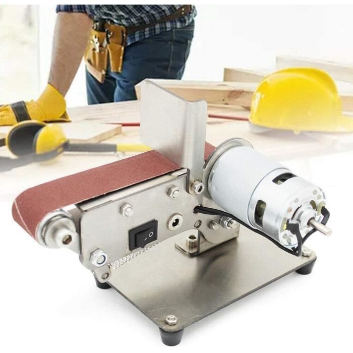 Ponceuse à Bande électrique De Table Avec 7 Vitesses - Inclinaison 15° - 30 Bandes Abrasives 330x30 Mm - Pour Métal, Bois
