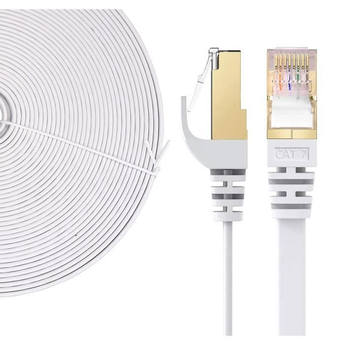 10m Câble Réseau Ethernet RJ45, Cat 7 STP 100% Cuivre, Câble Plat, 32 ...