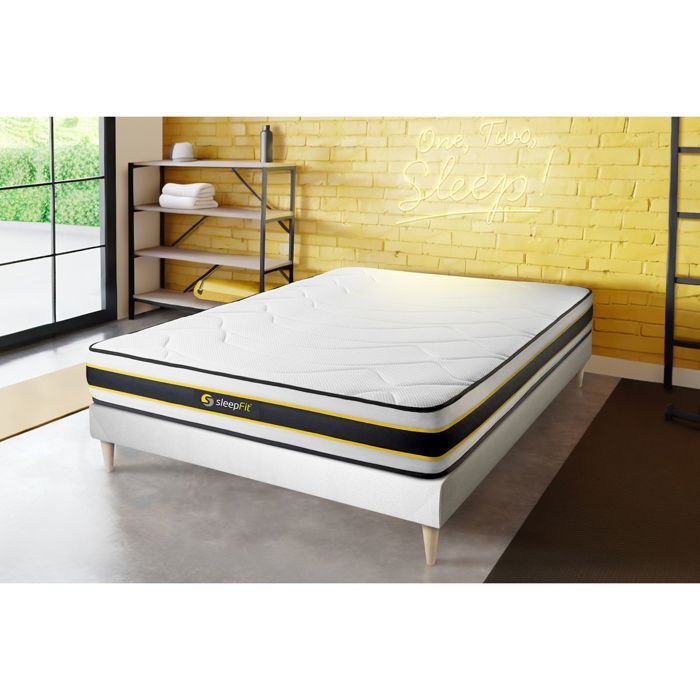 Ensemble matelas + sommier - FLEXY - 160x200 cm - Ressorts ensachés - Mousse à mémoire de forme Ensemble matelas + sommier - FLEXY - 160x200 cm - Ressorts ensachés - Mousse à mémoire de forme