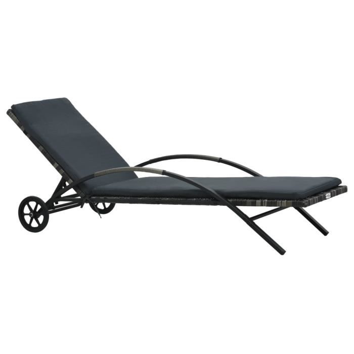 Chaise Longue De Jardin Relax Transat Bain De Soleil De Jardin Avec Coussin Et Roues Resine Tressee Anthracite Achat Vente Chaise Longue Chaise Longue De Jardin Cdiscount