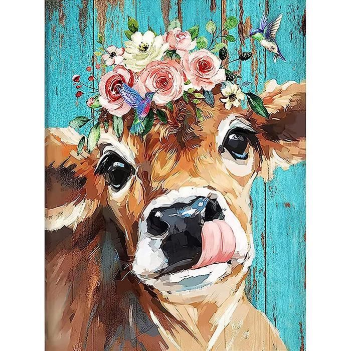 Kit De Peinture Diamant Adulte - Motif Vache Des Highlands | Décoration Murale 30,5 X 30,5 Cm | Loisir Créatif Anti-stress