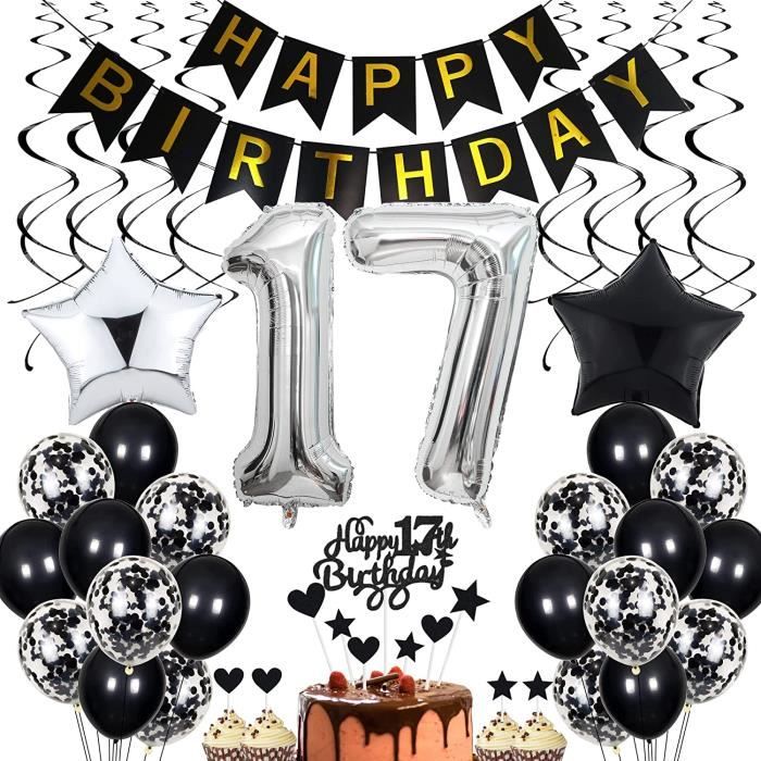 Décoration de gâteau 17 ans - Or rose - Pour fille et garçon - Happy  Birthday - 17 ans - Décoration de gâteau d'anniversaire Happy 17th Birthday  - 17
