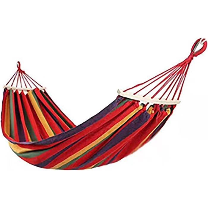 Hamac Extérieur En Toile Rayée Bâton Incurvé Camping Swing Anti