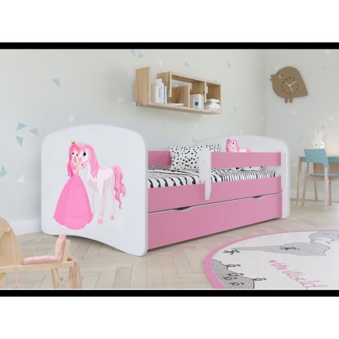 Kocot Kids Lit Babydreams princesse rose cheval avec un tiroir sans matelas 140/70 - 5903282038899 Kocot Kids Lit Babydreams princesse rose cheval avec un tiroir sans matelas 140/70 - 5903282038899