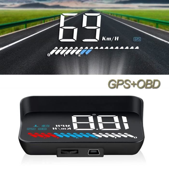 Yctze HUD affichage tête haute 5.5 `` écran tactile Interface OBDII GPS Nav carte alarme de survitesse du carburant système de pare-brise