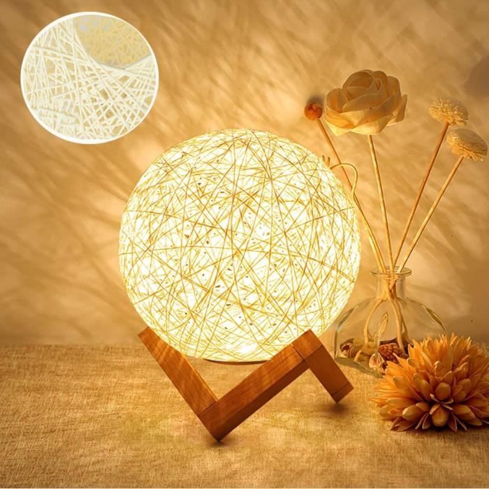 Salon Mignon Lampe de chevet led en rotin Lampe de table lumière