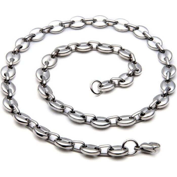 Chaîne homme- maille grain de café- Acier inoxydable - Bijoux Neuf