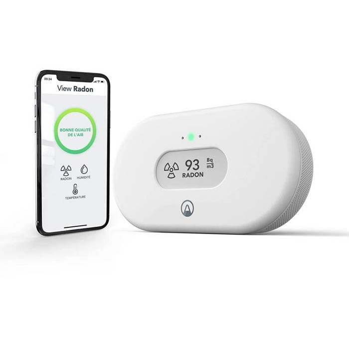 Détecteur de radon - Airthings - View Radon - Sans fil - Batterie - Blanc