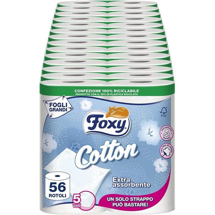 Cotton Papier toilette 5 plis 56 rouleaux 120 feuilles par rouleau Feuilles extra larges