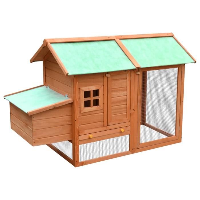 9079NOUVE]PET Poulailler cottage multi-équipement 4 à 8 poulesClapier Cage pour poulets d’Extérieur Bois de pin massif et sapin 170