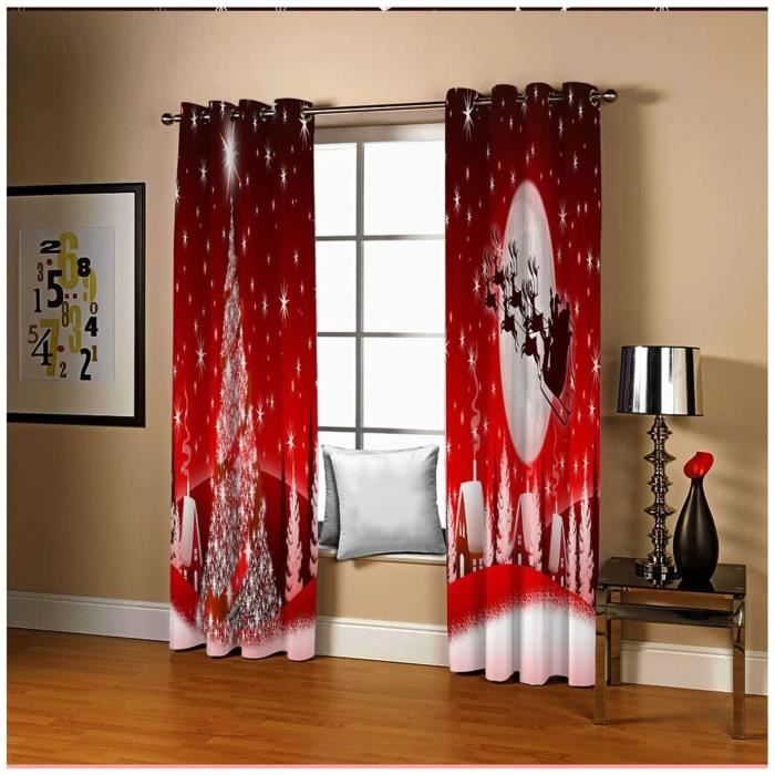 Lot De 2 Rideau De Noel Salon,Rideau Isolation Thermique Arbre de Noël
