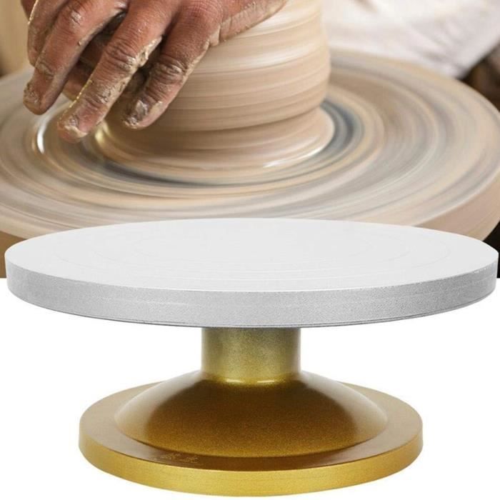 Argent Or - Machine à poterie en métal, roue rotative, Table tournante, Sculpture de modélisation en argile p