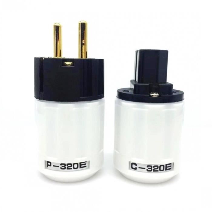 Prise Audiophile Schuko + Connecteur IEC C13/C15 – Pur Cuivre, Dorure Or, Pour Câbles Audio DIY | 10A/250V, Compatible HiFi, Home Cinéma