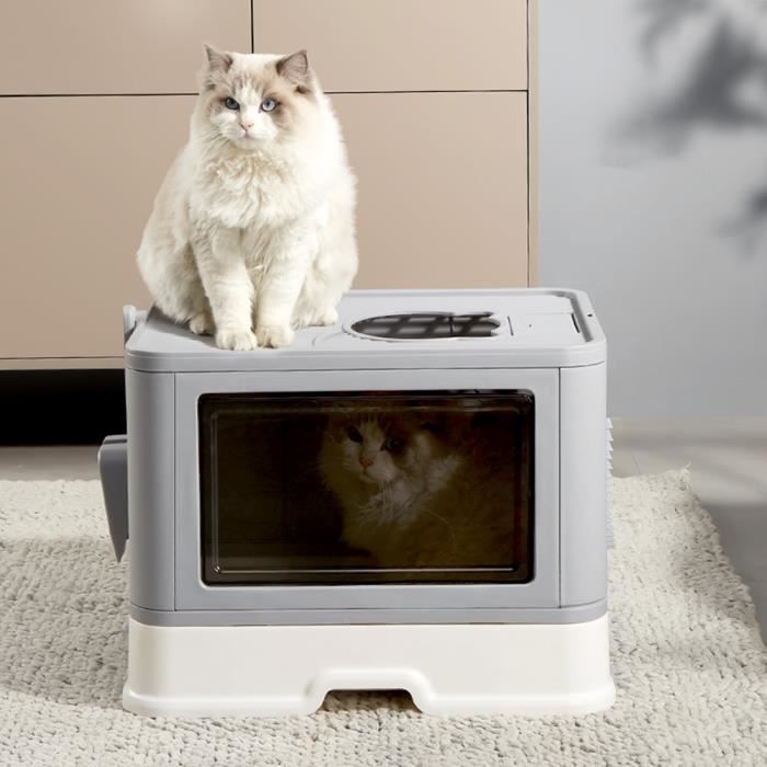 YYIXING®Maison de Toilette pour Chat,Bac à Litière pour Chat,Gris