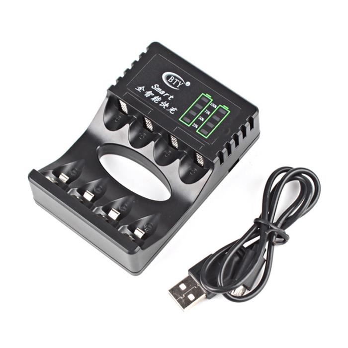 Chargeur De Piles ENEGON 8 Fentes Avec 4 Piles AA 2800mAh Et 4 AAA 1100mAh - Charge Rapide, Arrêt Automatique, LED Indicateur