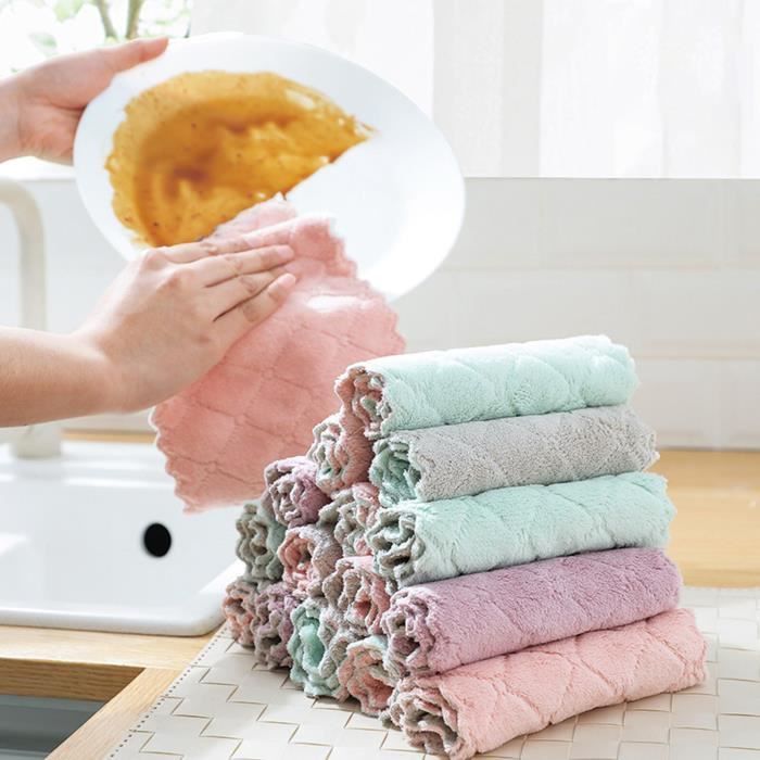 Torchon de cuisine Super absorbant en microfibre de coton, 30x30 CM,  serviette de nettoyage à carreaux, vaisselle, outils de salle de bain  ménagers