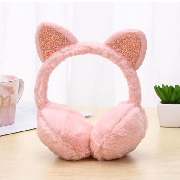 Cache-Oreilles En Peluche Chat Mignon - Hiver Doux Et Chaud - Pliable Pour Enfants Et Adultes