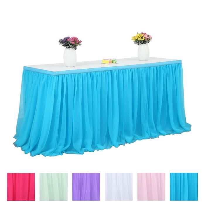 Tulle Jupe De Table Decoration Table Pour Mariage Anniversaire Fete 6ft 1 m 0 77m Bleu Cdiscount Maison