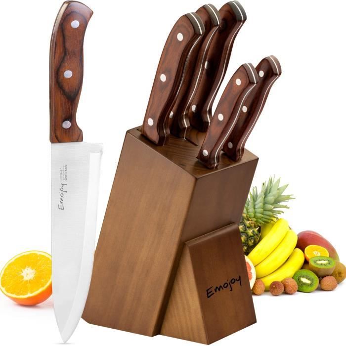 Emojoy Set Couteaux Cuisine 6 Pieces Ensemble De Couteaux Bloc