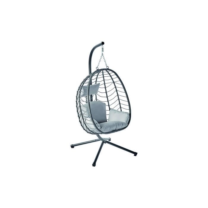 fauteuil suspendu - concept usine - lima gris - résine & acier - pour jardin - 1 personne