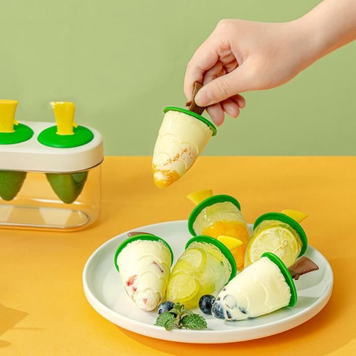 mizikuu Moule à Glace en Silicone, 2 Pièce Moules à Popsicle DIY Réutilisable 7 Moules à Glaçons avec 14 Tige en Plastique Colorés Mini Moule à Glace bébé pour Crèmes Glacées, Bleu